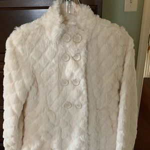 White faux fur girls coat